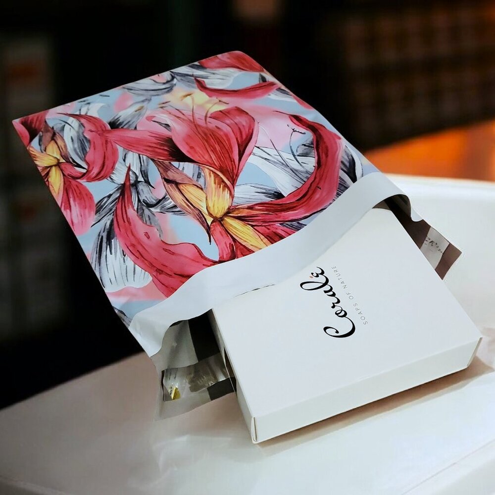 🔥(10) Gorgeous Poly Mailers 10x13" Red Tropical Floral  Mailing Bags - Picture 4 of 5